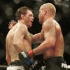 Forrest Griffin, left, and Tito Ortiz embrace following their light heavyweight bout during UFC 106 Saturday, November 21, 2009 at the Mandalay Bay Events Center. Griffin won the bout by split decision.