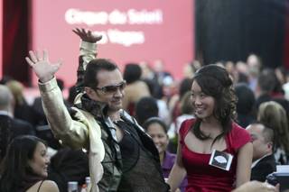 Cirque de Soleil performers entertain newly hired employees during the 