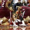 UNLV's Matt Shaw gets possession of a loose ball as he is pursued by Kendal Brown-Surles, left, and Kevin Dillard during a game against Southern Illinois at the Thomas & Mack Center Saturday. UNLV beat Illinois 78-69.