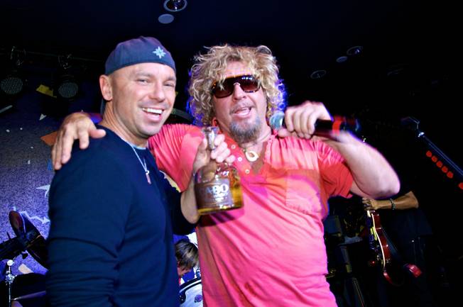 Kenny Chesney and Sammy Hagar at Sammy's grand opening of Cabo Wabo Cantina at Planet Hollywood's Miracle Mile on Dec. 4, 2009.