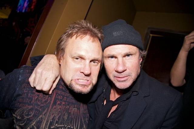 Michael Anthony and Chad Smith at Sammy Hagar's grand opening of Cabo Wabo Cantina at Planet Hollywood's Miracle Mile on Dec. 4, 2009.