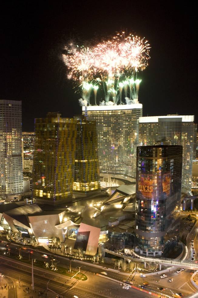 Fireworks explode over the Aria hotel-casino during the official opening Wednesday, Dec. 16, 2009. Aria is the centerpiece of the $8.5 billion CityCenter project, which is a partnership between MGM Mirage and Dubai World.