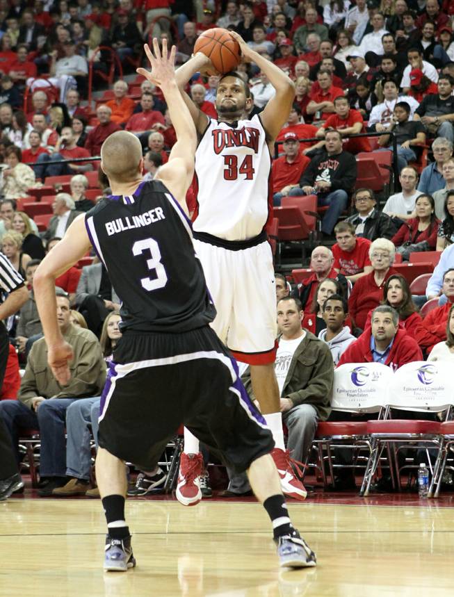 Matt Shaw first a 3-pointer during against Weber State on Thursday, December 17, 2009, at the Thomas & Mack Center.