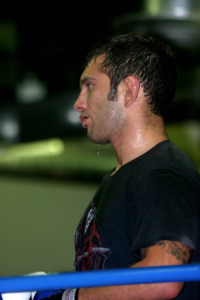 Sweat drips from John Gunderson's face during a hard practice at LA Boxing. 