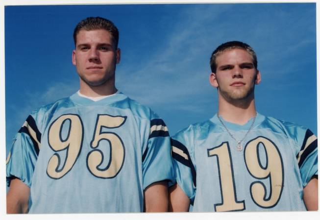 Former Foothill High standouts Jeff Van Orsow, left, and Nate Wederquist pose for a photo during their season year of 2002. The duo led Foothill to consecutive Southeast Division titles and the 2001 state semifinals.