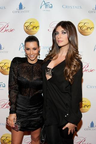Kim Kardashian and Brittny Gastineau at Eve Nightclub inside CityCenter's Crystals on Dec. 30, 2009.  