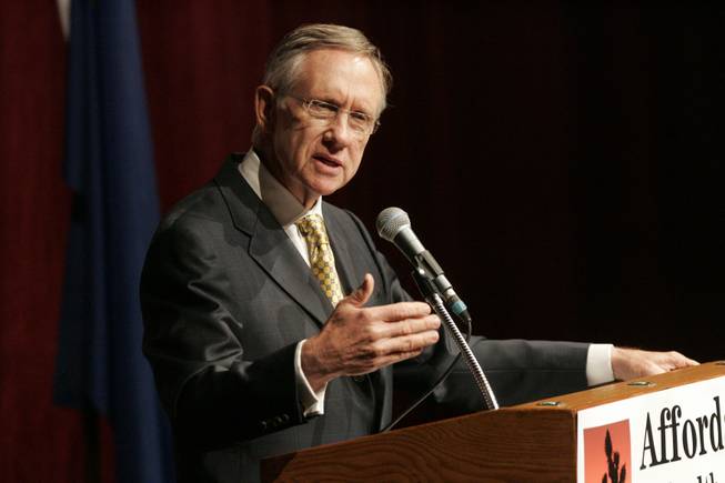 Sen. Harry Reid delivers a speech about health insurance reform and the health care bill that's before Congress on Thursday, Jan. 7, 2009, at UNLV.