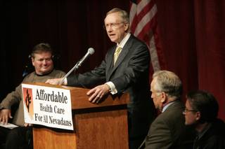 Sen. Harry Reid delivers a speech about health insurance reform and the impending health care bill Thursday at UNLV.
