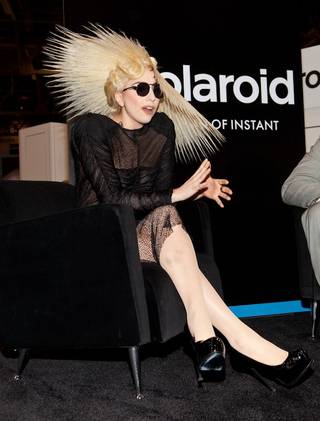 Lady Gaga at the announcement of her new position as creative director for Polaroid at the Polaroid booth at CES 2010 on Jan. 7, 2010.