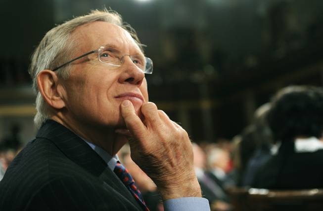 Senate Majority Leader Harry Reid listens as President Barack Obama delivers his State of the Union address to a joint session Congress Wednesday, Jan. 27, 2010, in Washington. 