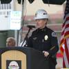 Henderson Police Chief Jutta Chambers welcomes guests to the groundbreaking ceremony for the expansion of the Henderson Detention Center Wednesday.