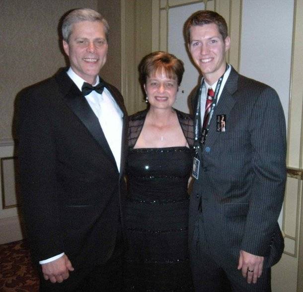 2009 Miss America Katie Stam's parents and Katie's boyfriend of four years, Brian Irk, in January 2009.