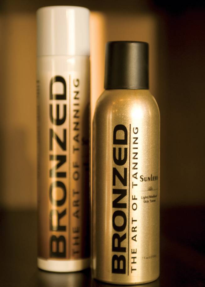 Hunter says a spray tan typically lasts five to eight days, but sometimes a touch-up is required at the last minute, when clients can't make it back to the salon. The solution? Bronzed Tan Spray Cans. The cans are specially formulated for every skin tone (medium to light and medium to dark) and are as close as you'll come outside the salon to Hunter's magic touch. Available at Bronzed, salons at Caesars Palace and Treasure Island, and online at <a href="bronzedtan.com">bronzedtan.com</a>.