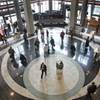 World Market Center attendees walk through the lobby of Building B in February 2009. 