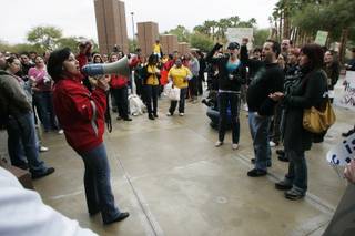 UNLV students protest proposed budget cuts Tuesday, February 9, 2010.