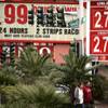 Gas prices are shown on the sign at the Rebel gas station on Paradise and Flamingo roads in Las Vega