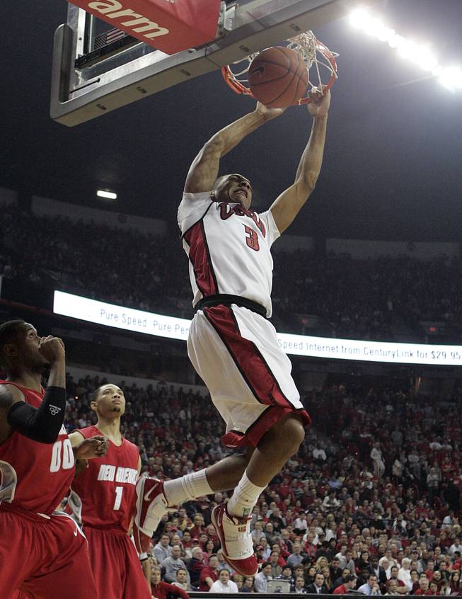 UNLV guard Anthony Marshall dunks on New Mexico during their Mountain West Conference game Wednesday, Feb. 10, 2010, at the Thomas & Mack Center.