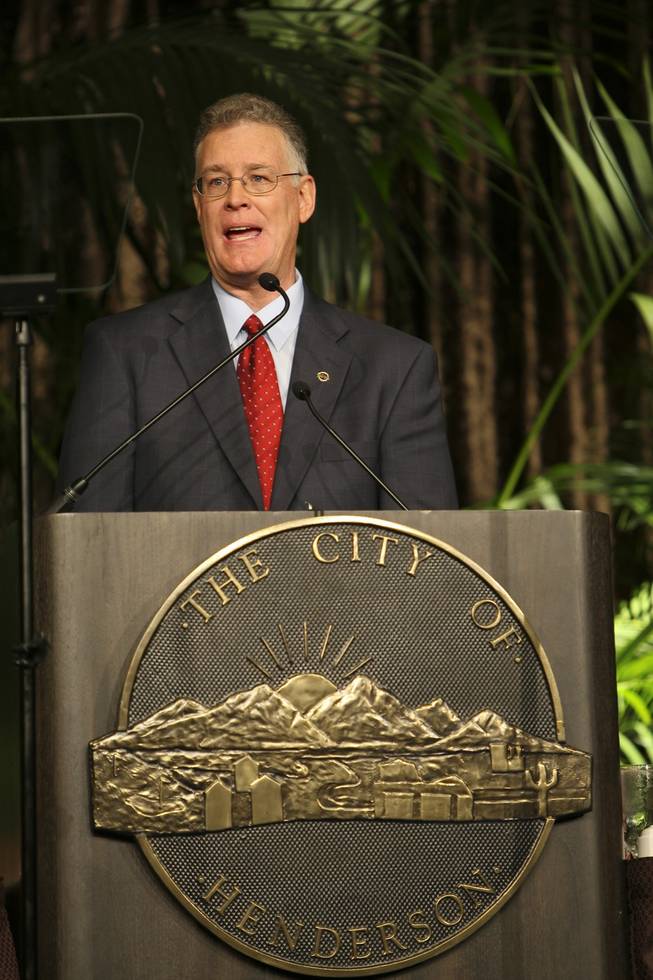 Henderson Mayor Andy Hafen delivers his inaugural State of the City address Wednesday, Feb. 10, at the M Resort in Henderson.