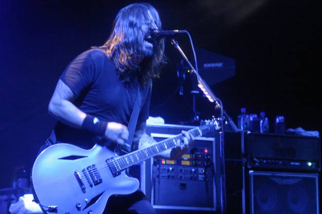 The Foo Fighters perform during a semi-surprise AG Jeans party Tuesday, Feb. 16 at Rain Nightclub at The Palms.