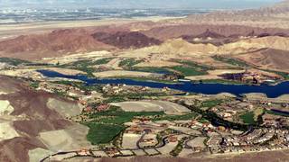An aerial view of Lake Las Vegas taken from the National Parks Service patrol plane Tuesday, July 17, 2001.