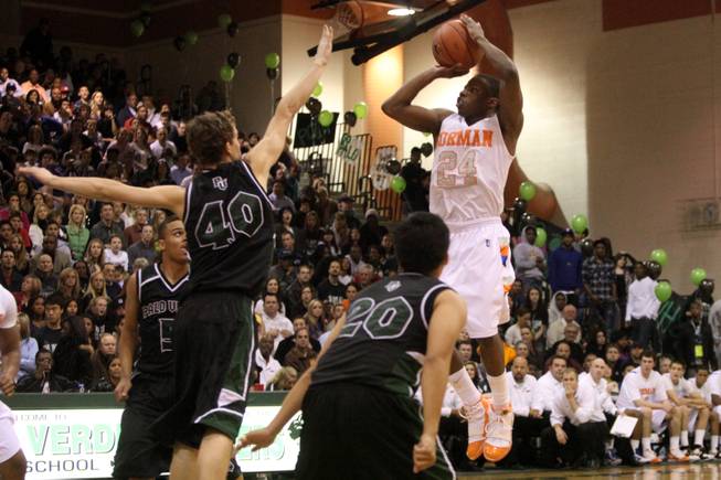 Bishop Gorman's Johnathan Loyd, shown attempting a  3-pointer in the Sunset Regional title game, finished his four-year career with 103 victories. The final win was against Canyon Springs on Feb. 23, 2010, in the state title game.