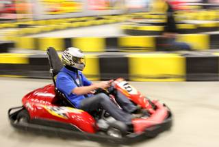 Las Vegas native and NASCAR driver Kurt Busch drives the go-karts at Pole Position Raceway in Las Vegas on Thursday.