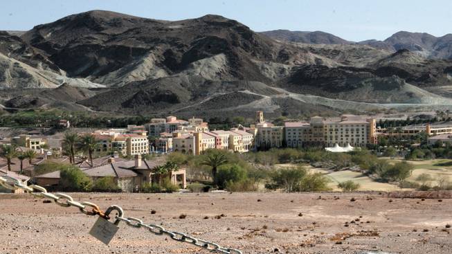 A view of MonteLago Village and the Ritz-Carlton at Lake Las Vegas, an upscale community that has been devastated by the recession.