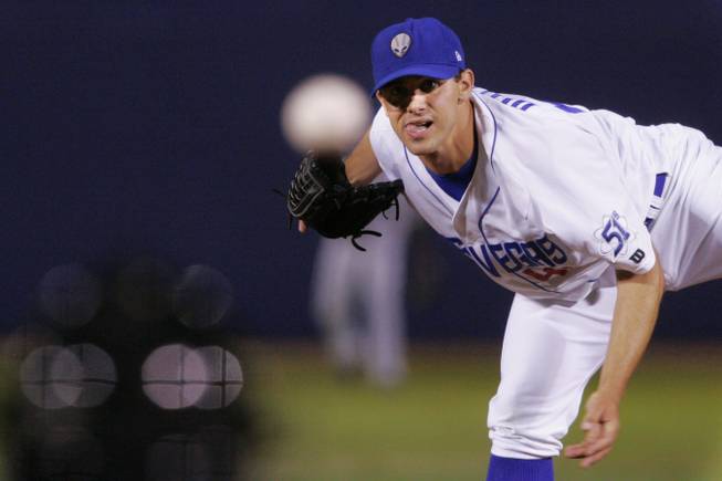 Las Vegas 51s starting pitcher Brad Mills throws against the Salt Lake Bees during the home opener Thursday at Cashman Field. The 51s won the game 2-0.