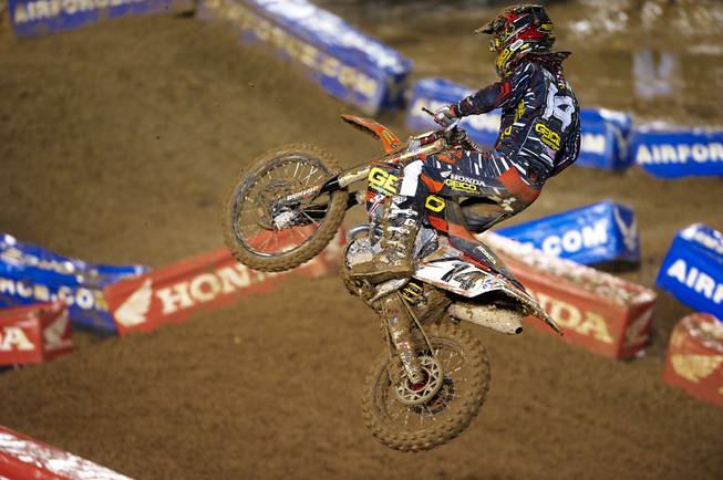 Kevin Windham cruises through the air at a Monster Energy AMA Supercross Championship race. Windham will finish in second place to Ryan Dungey this season. 