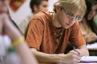 Justin Parks takes a quiz in history class during summer school at Del Sol High School Wednesday, June 16, 2010.