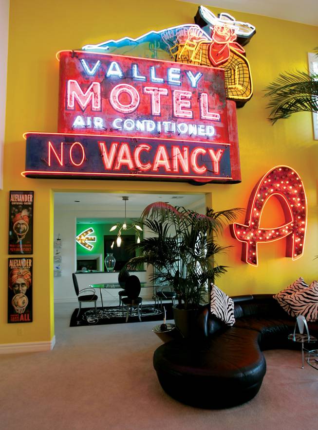 Steve Wyrick's lavishly furnished home complete with neon signs and original art.