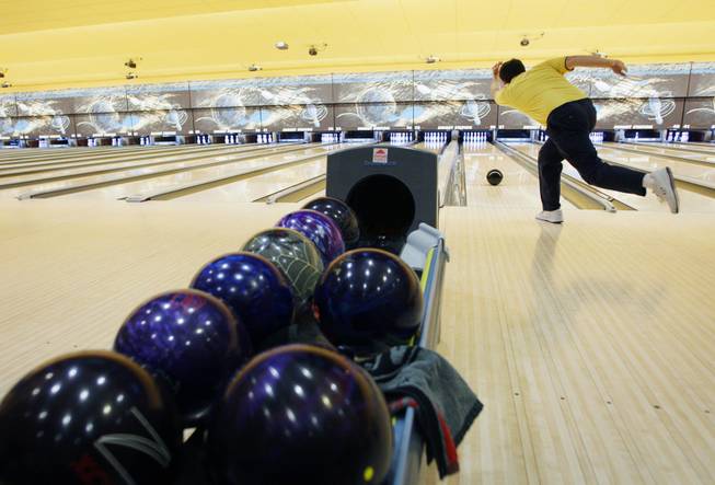 Brian Bock, 57,a member of the Summer Fun team, bowls at Sunset Station casino July 1, 2010.