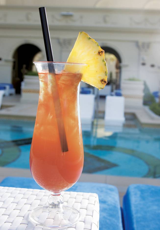 In the pantheon of summery drinks, there are pina coladas, daiquiris, mojitos and, of course, the one invented by the Trader Vic's franchise, the mai tai. We won't lie: The one found on the cocktail menu at the Caesars Palace pool packs a punch thanks to the combo of 10 Cane rum, Southern Comfort and Grand Marnier, but it's tempered ever so slightly by some pineapple juice, grenadine and fresh lime and sour. Cheers.