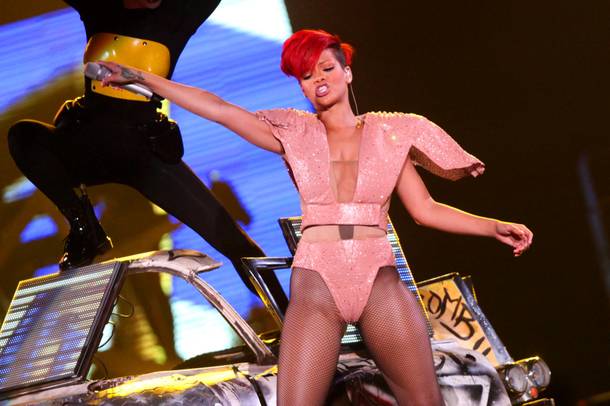 Rihanna performs during her Last Girl on Earth Tour Friday at Mandalay Bay Events Center.