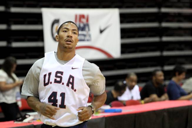 Chicago Bulls guard Derrick Rose works out with Team USA on Tuesday, July 22, 2010, at Cox Pavilion.