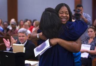 Kimberly Landrum gets a hug from Las Vegas Municipal Court Judge Cynthia Leung as she graduates from WIN (Women in Need), a city of Las Vegas specialty court, in 2010.