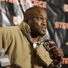 Bobby Lashley answers questions during a Strikeforce press conference in Miami Lakes, Fla. on Jan 12, 2010.
