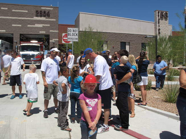 Family members gathered at North Las Vegas Fire Station 53 on Sunday to wish the Tour of Duty members well on their cross-country journey. The Tour of Duty is a 4,600-mile run across the country by Australian and American emergency workers to pay tribute to the lives lost Sept. 11. The Tour of Duty made its first stop in Las Vegas this weekend.