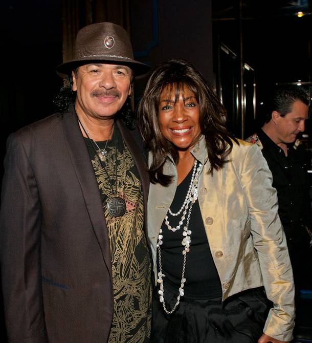 Carlos Santana and Mary Wilson at a listening party for Carlos Santana's new album Guitar Heaven The Greatest Guitar Classics of All Time at Vanity in the Hard Rock Hotel on Aug. 25, 2010. 