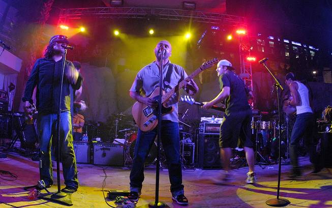 Ozomatli performs poolside at the Hard Rock Hotel on Sept. 3, 2010