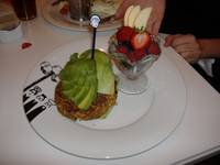 The crew at Serendipity 3 made a modification on the Very Veggie Burger, an example of how restaurants can adjust to those of us ordering in a vegan sort of way.