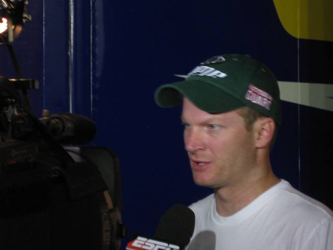Dale Jr. talking with a few members of the media after the race.