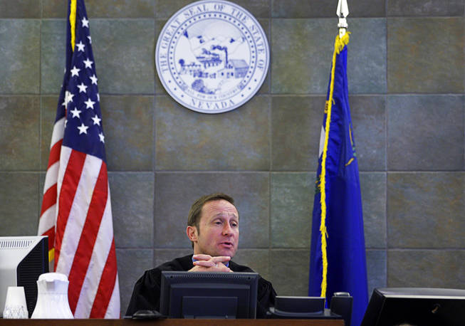 Justice of the Peace Tony Abbatangelo  speaks to the jury during a coroner's inquest for Erik Scott at the Regional Justice Center Tuesday, September 28, 2010. Scott was shot and killed by Metro Police Officers at the Summerlin Costco store on July 10.