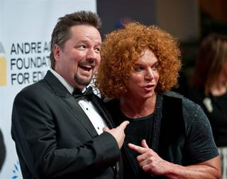 Terry Fator and Carrot Top on the Andre Agassi Grand Slam red carpet at the Wynn on Oct. 9, 2010.
