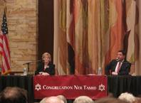 State Senate candidates Joyce Woodhouse and Michael Roberson debate at Congregation Ner Tamid in Henderson on Oct. 11, 2010. The focus was how best to balance the state budget.