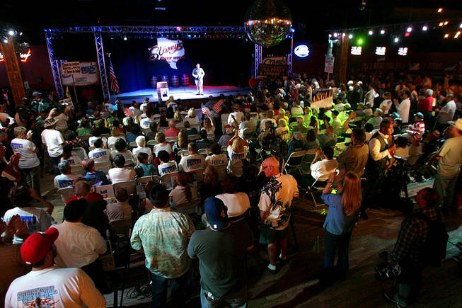 Tea Party supporters fill in half of the bar during a Tea Party Express rally Tuesday at Stoney's Rockin' Country bar.