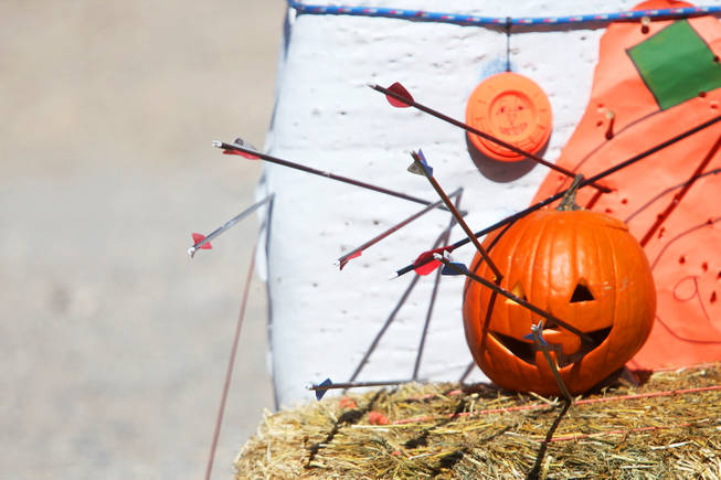 The Clark County Shooting Park archery range in Las Vegas held its first Annual Pumpkin Smash Saturday.  Participants were able to shoot at paper pumpkins and real pumpkins that oozed green goo.