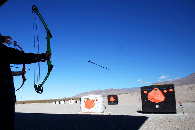 The Clark County Shooting Park archery range in Las Vegas held its first Annual Pumpkin Smash Saturday.  Participants were able to shoot at paper pumpkins and real pumpkins that oozed green goo.