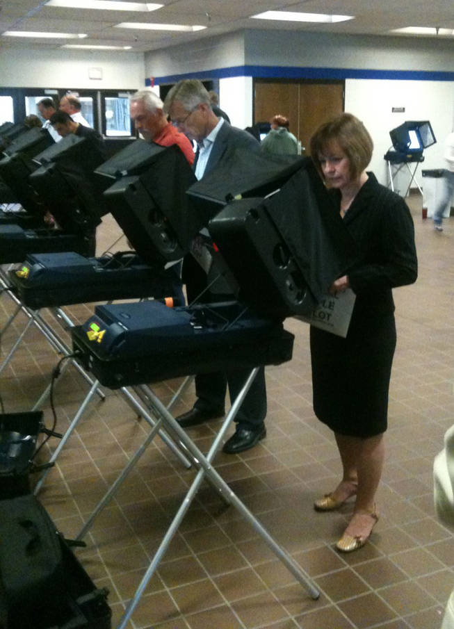 Republican Sharron Angle casts her ballot Tuesday morning in Reno. 