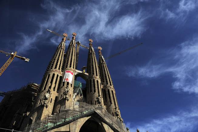 A view of the Sagrada Familia church is seen  in Barcelona, Spain, Wednesday, Nov. 3, 2010. Pope Benedict XVI will visit the Mediterranean port city of Barcelona to consecrate La Sagrada Familia, the Barcelona landmark, whose construction began in 1882 and is still continuing. The church was designed by architect Antoni Gaudi, who died in 1926. 
